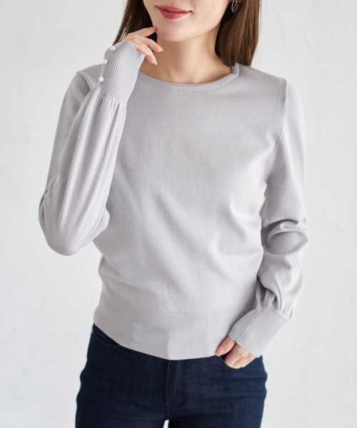 tocco closet(トッコ クローゼット)の「【ZOZO限定】スカーフ付きニットプルオーバー(ニット/セーター・レディース・オフホワイト/ライトグレー/ピンク・M)」の5枚目の写真