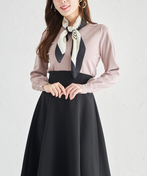 tocco closet(トッコ クローゼット)の「【ZOZO限定】スカーフ付きニットプルオーバー(ニット/セーター・レディース・オフホワイト/ライトグレー/ピンク・M)」の22枚目の写真