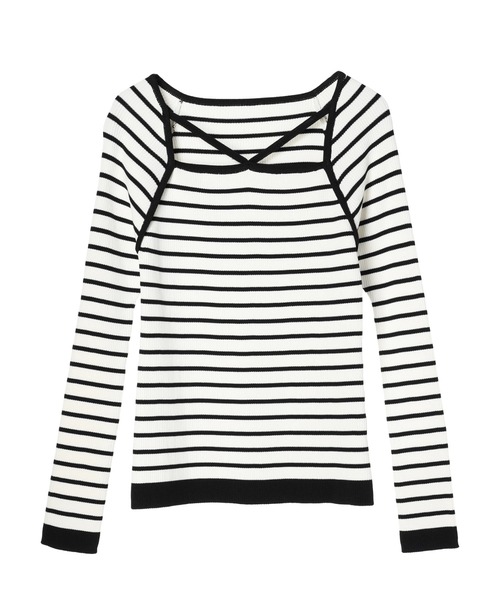 YECCA VECCA(イェッカヴェッカ)の「スクエアネックストリングリブニット(ニット/セーター・レディース・その他9/オフホワイト/ラベンダー/ネイビー/ダークベージュ・FREE)」の15枚目の写真