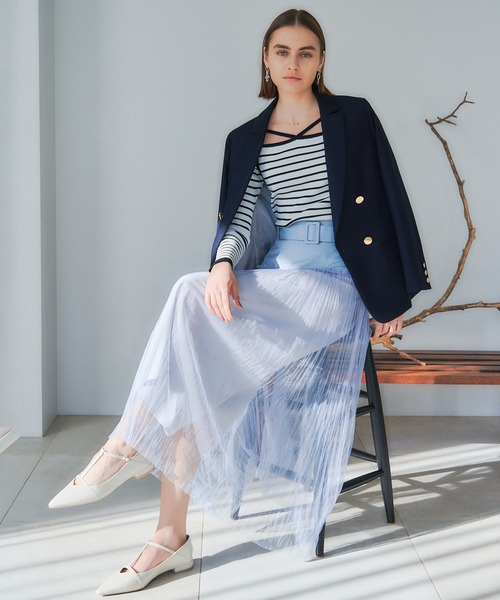 YECCA VECCA(イェッカヴェッカ)の「スクエアネックストリングリブニット(ニット/セーター・レディース・その他9/オフホワイト/ラベンダー/ネイビー/ダークベージュ・FREE)」の14枚目の写真