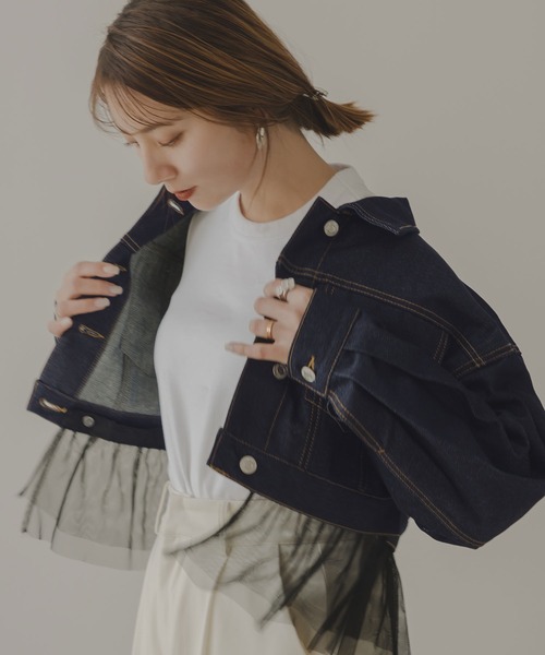2WAYフリルコンパクトデニムジャケット（デニムジャケット