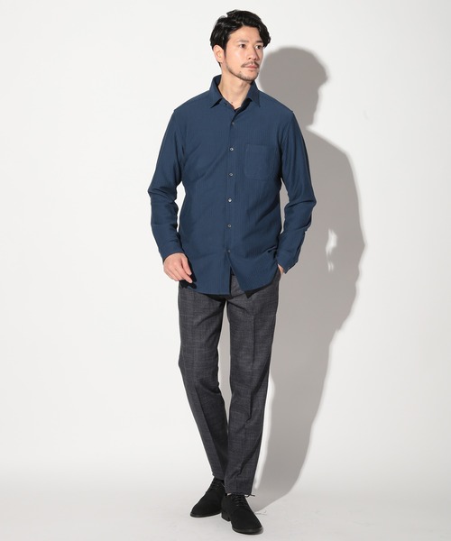 UNION STATION（ユニオンステーション）の「サッカージャガードワイドカラーシャツ（シャツ/ブラウス・メンズ・ホワイト/ネイビー・LL/L/M/S）」の9枚目の写真