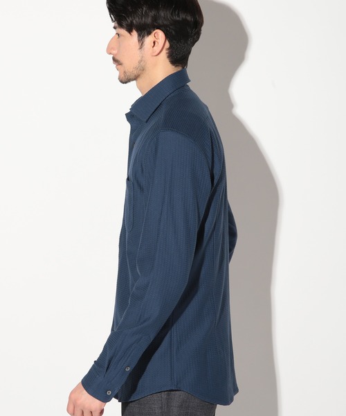 UNION STATION（ユニオンステーション）の「サッカージャガードワイドカラーシャツ（シャツ/ブラウス・メンズ・ホワイト/ネイビー・LL/L/M/S）」の12枚目の写真