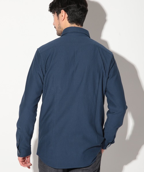 UNION STATION（ユニオンステーション）の「サッカージャガードワイドカラーシャツ（シャツ/ブラウス・メンズ・ホワイト/ネイビー・LL/L/M/S）」の13枚目の写真