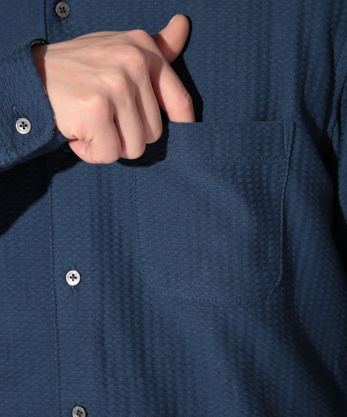 UNION STATION（ユニオンステーション）の「サッカージャガードワイドカラーシャツ（シャツ/ブラウス・メンズ・ホワイト/ネイビー・LL/L/M/S）」の17枚目の写真