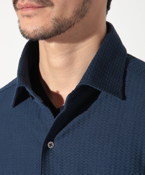 UNION STATION（ユニオンステーション）の「サッカージャガードワイドカラーシャツ（シャツ/ブラウス・メンズ・ホワイト/ネイビー・LL/L/M/S）」の19枚目の写真