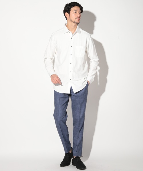 UNION STATION（ユニオンステーション）の「サッカージャガードワイドカラーシャツ（シャツ/ブラウス・メンズ・ホワイト/ネイビー・LL/L/M/S）」の3枚目の写真