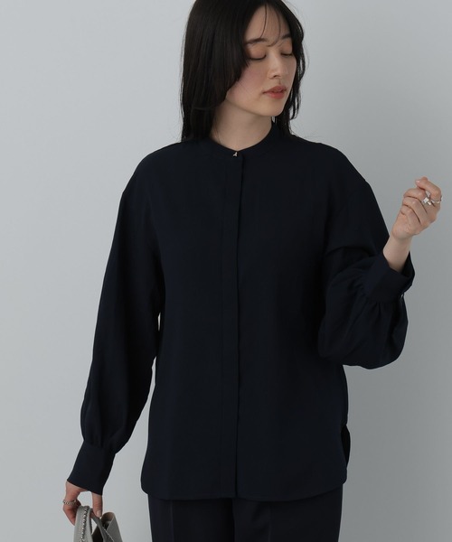 saloon（サルーン）の「SALOON(サルーン)/《オフィス/セレモニー》ジョーゼットブラウス【手洗い可】長袖（シャツ/ブラウス・レディース・オフホワイト/ネイビー/ライトグレー・FREE）」の22枚目の写真