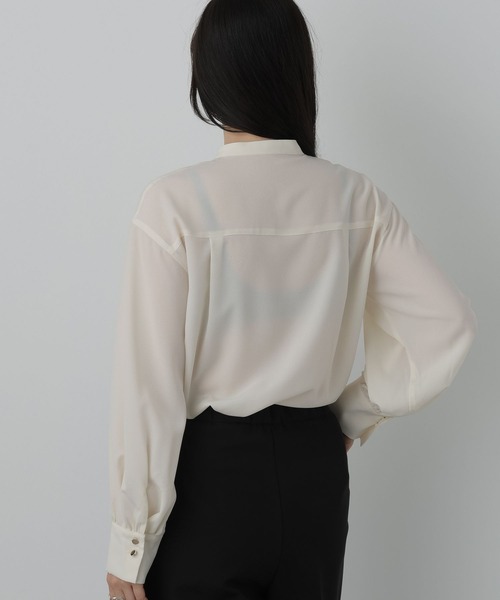 saloon（サルーン）の「SALOON(サルーン)/《オフィス/セレモニー》ジョーゼットブラウス【手洗い可】長袖（シャツ/ブラウス・レディース・オフホワイト/ネイビー/ライトグレー・FREE）」の21枚目の写真