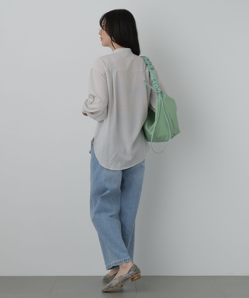 saloon（サルーン）の「SALOON(サルーン)/《オフィス/セレモニー》ジョーゼットブラウス【手洗い可】長袖（シャツ/ブラウス・レディース・オフホワイト/ネイビー/ライトグレー・FREE）」の7枚目の写真