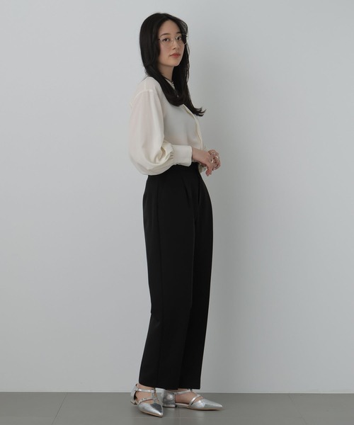 saloon（サルーン）の「SALOON(サルーン)/《オフィス/セレモニー》ジョーゼットブラウス【手洗い可】長袖（シャツ/ブラウス・レディース・オフホワイト/ネイビー/ライトグレー・FREE）」の15枚目の写真