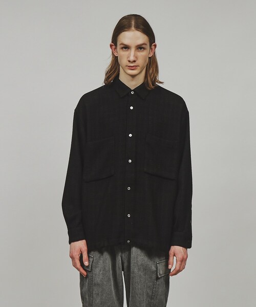 tk.TAKEO KIKUCHI（ティーケータケオキクチ）の「◆スプリングツイード ドロスト長袖シャツ（シャツ/ブラウス・メンズ・ブラック/ホワイト系7・02/03）」の10枚目の写真