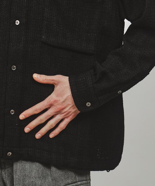 tk.TAKEO KIKUCHI（ティーケータケオキクチ）の「◆スプリングツイード ドロスト長袖シャツ（シャツ/ブラウス・メンズ・ブラック/ホワイト系7・02/03）」の6枚目の写真