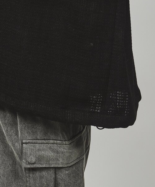 tk.TAKEO KIKUCHI（ティーケータケオキクチ）の「◆スプリングツイード ドロスト長袖シャツ（シャツ/ブラウス・メンズ・ブラック/ホワイト系7・02/03）」の5枚目の写真