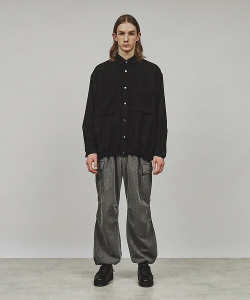 tk.TAKEO KIKUCHI（ティーケータケオキクチ）の「◆スプリングツイード ドロスト長袖シャツ（シャツ/ブラウス・メンズ・ブラック/ホワイト系7・02/03）」の11枚目の写真