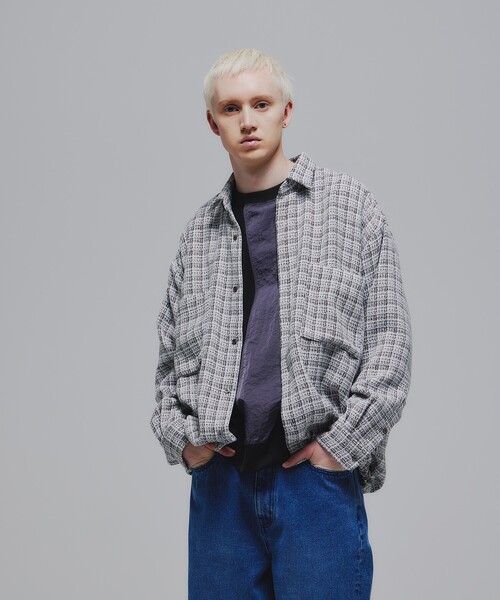 tk.TAKEO KIKUCHI（ティーケータケオキクチ）の「◆スプリングツイード ドロスト長袖シャツ（シャツ/ブラウス・メンズ・ブラック/ホワイト系7・02/03）」の18枚目の写真