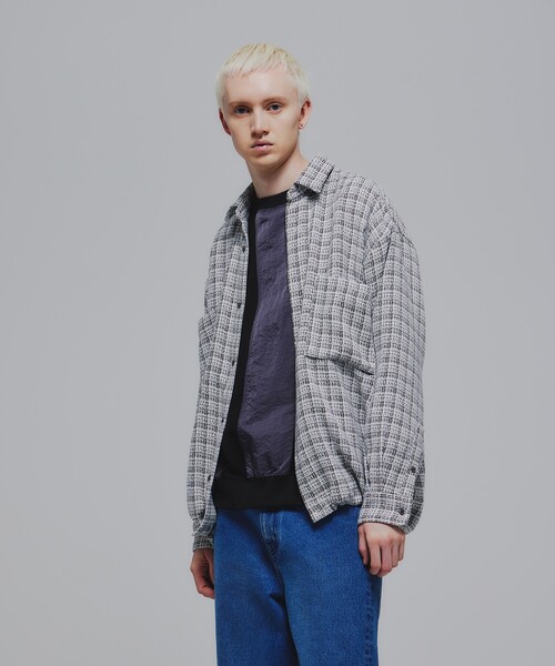 tk.TAKEO KIKUCHI（ティーケータケオキクチ）の「◆スプリングツイード ドロスト長袖シャツ（シャツ/ブラウス・メンズ・ブラック/ホワイト系7・02/03）」の19枚目の写真