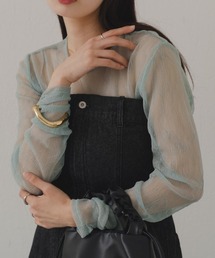 Kastane | 【前後2WAY/4色展開】ランダムチュールシアーインナー(Tシャツ/カットソー)