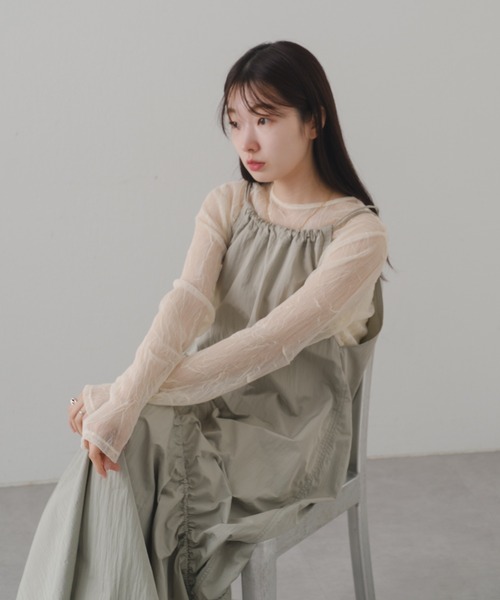 Kastane（カスタネ）の「【新色追加/前後2WAY】ランダムチュールシアーインナー（Tシャツ/カットソー・レディース・ミント/ピンク/アイボリー/チャコールグレー/ブラウン/ピンク系その他・FREE）」の11枚目の写真