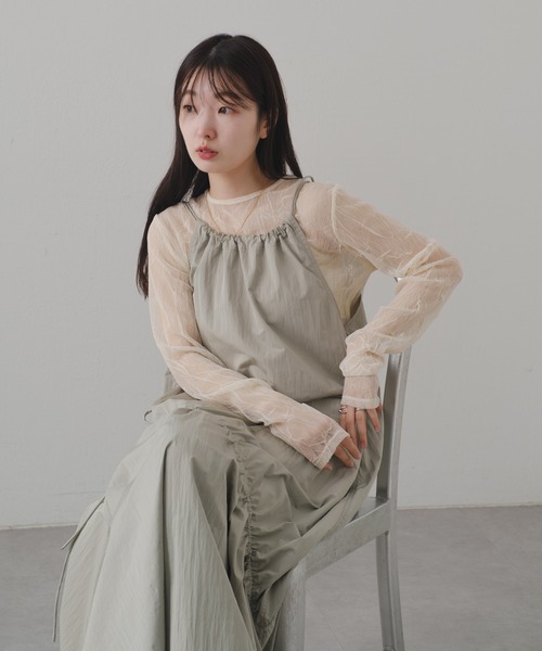 Kastane（カスタネ）の「【新色追加/前後2WAY】ランダムチュールシアーインナー（Tシャツ/カットソー・レディース・ミント/ピンク/アイボリー/チャコールグレー/ブラウン/ピンク系その他・FREE）」の12枚目の写真