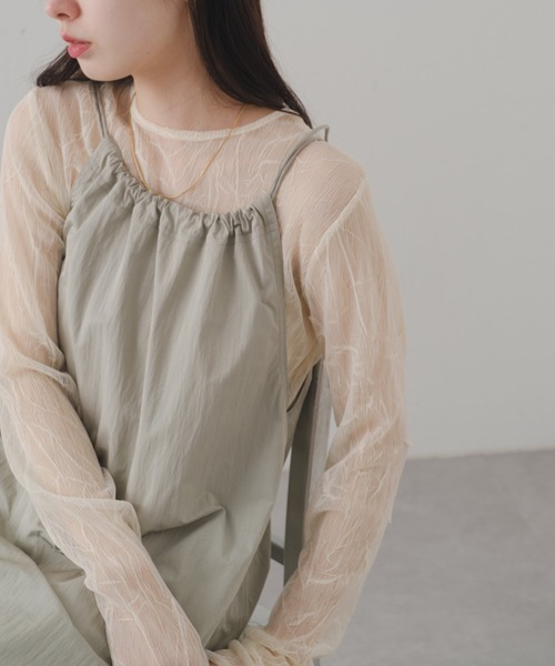 Kastane（カスタネ）の「【新色追加/前後2WAY】ランダムチュールシアーインナー（Tシャツ/カットソー・レディース・ミント/ピンク/アイボリー/チャコールグレー/ブラウン/ピンク系その他・FREE）」の10枚目の写真