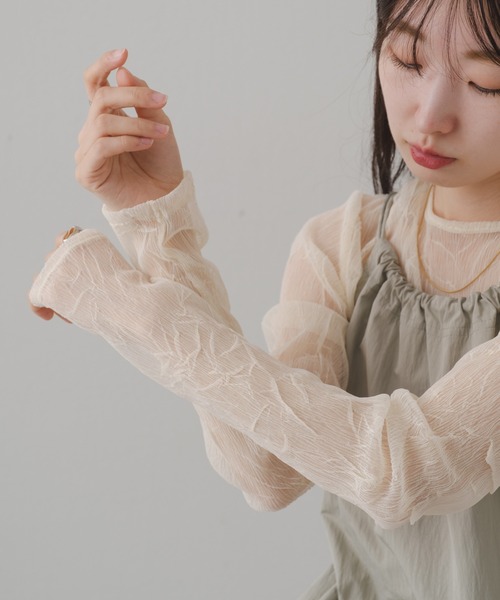 Kastane（カスタネ）の「【新色追加/前後2WAY】ランダムチュールシアーインナー（Tシャツ/カットソー・レディース・ミント/ピンク/アイボリー/チャコールグレー/ブラウン/ピンク系その他・FREE）」の9枚目の写真