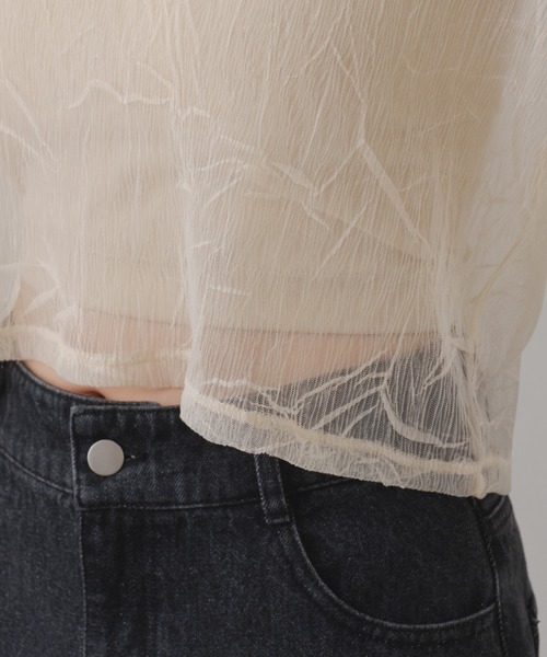 Kastane（カスタネ）の「【新色追加/前後2WAY】ランダムチュールシアーインナー（Tシャツ/カットソー・レディース・ミント/ピンク/アイボリー/チャコールグレー/ブラウン/ピンク系その他・FREE）」の21枚目の写真