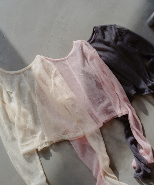 Kastane（カスタネ）の「【新色追加/前後2WAY】ランダムチュールシアーインナー（Tシャツ/カットソー・レディース・ミント/ピンク/アイボリー/チャコールグレー/ブラウン/ピンク系その他・FREE）」の7枚目の写真
