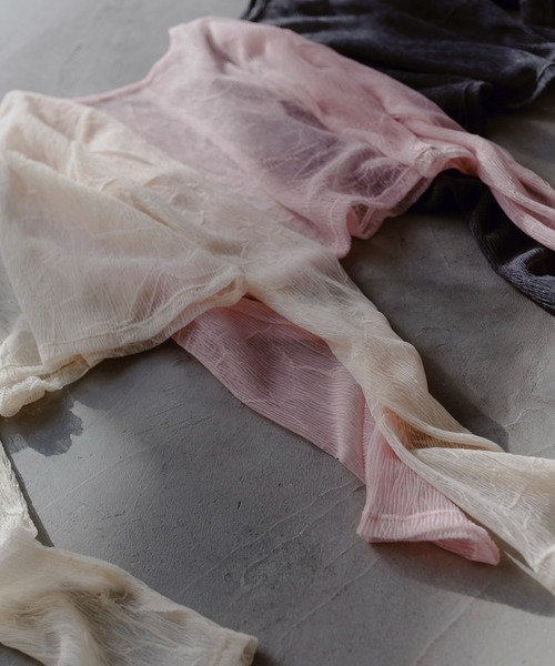 Kastane（カスタネ）の「【新色追加/前後2WAY】ランダムチュールシアーインナー（Tシャツ/カットソー・レディース・ミント/ピンク/アイボリー/チャコールグレー/ブラウン/ピンク系その他・FREE）」の8枚目の写真