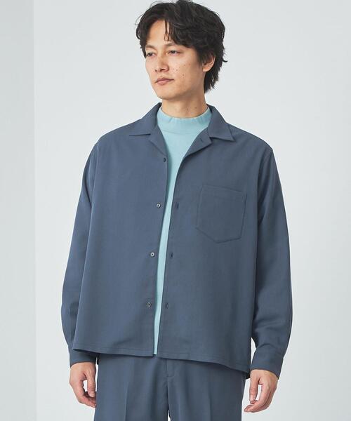 green label relaxing（グリーンレーベルリラクシング）の「クリスプツイル ジャストルーズ オープンカラー シャツ -ストレッチ・防シワ・接触冷感-（シャツ/ブラウス・メンズ・ダークグレー/ロイヤルブルー・S/M/L/XL）」の3枚目の写真