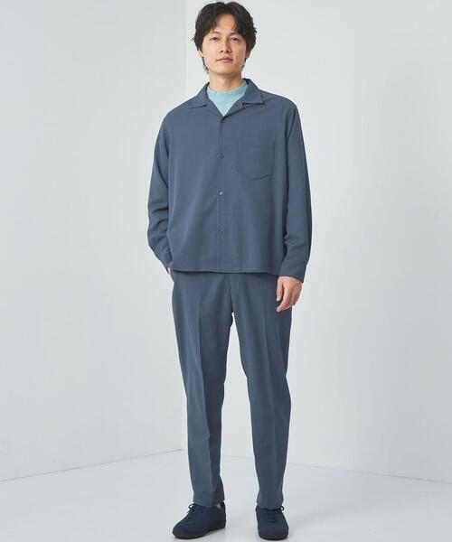 green label relaxing（グリーンレーベルリラクシング）の「クリスプツイル ジャストルーズ オープンカラー シャツ -ストレッチ・防シワ・接触冷感-（シャツ/ブラウス・メンズ・ダークグレー/ロイヤルブルー・S/M/L/XL）」の5枚目の写真