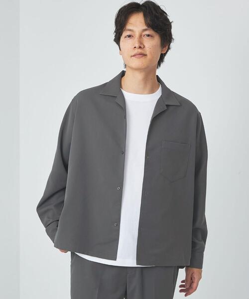 green label relaxing（グリーンレーベルリラクシング）の「クリスプツイル ジャストルーズ オープンカラー シャツ -ストレッチ・防シワ・接触冷感-（シャツ/ブラウス・メンズ・ダークグレー/ロイヤルブルー・S/M/L/XL）」の6枚目の写真