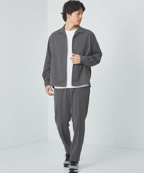 green label relaxing（グリーンレーベルリラクシング）の「クリスプツイル ジャストルーズ オープンカラー シャツ -ストレッチ・防シワ・接触冷感-（シャツ/ブラウス・メンズ・ダークグレー/ロイヤルブルー・S/M/L/XL）」の8枚目の写真