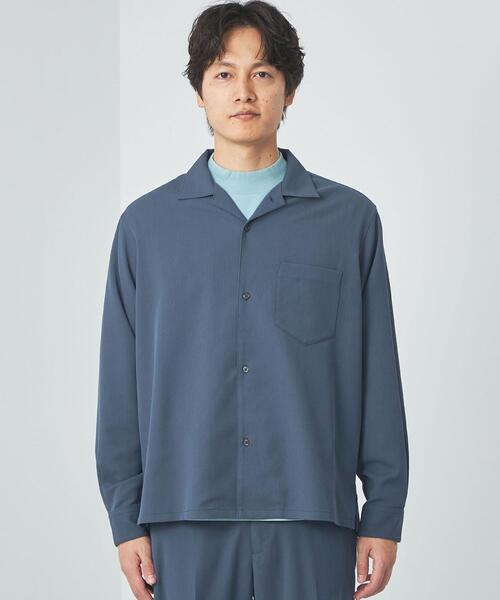 green label relaxing（グリーンレーベルリラクシング）の「クリスプツイル ジャストルーズ オープンカラー シャツ -ストレッチ・防シワ・接触冷感-（シャツ/ブラウス・メンズ・ダークグレー/ロイヤルブルー・S/M/L/XL）」の9枚目の写真