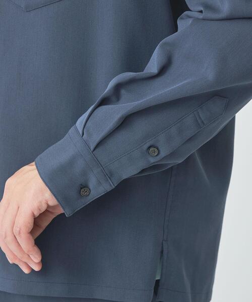 green label relaxing（グリーンレーベルリラクシング）の「クリスプツイル ジャストルーズ オープンカラー シャツ -ストレッチ・防シワ・接触冷感-（シャツ/ブラウス・メンズ・ダークグレー/ロイヤルブルー・S/M/L/XL）」の13枚目の写真