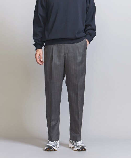 BEAUTY&YOUTH UNITED ARROWS(ビューティーアンドユースユナイテッドアローズ)の「TW チョークストライプ 2プリーツ パンツ(スラックス・メンズ・ネイビー/グレー・L/XL/S/M)」の1枚目の写真