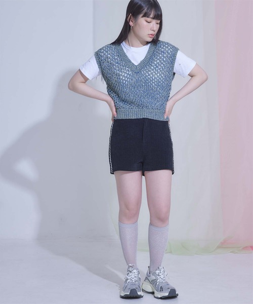 miette（ミエット）の「キラキラメッシュ編みベスト（ベスト・レディース・ピンク/グリーン/ブルー・FREE）」の7枚目の写真