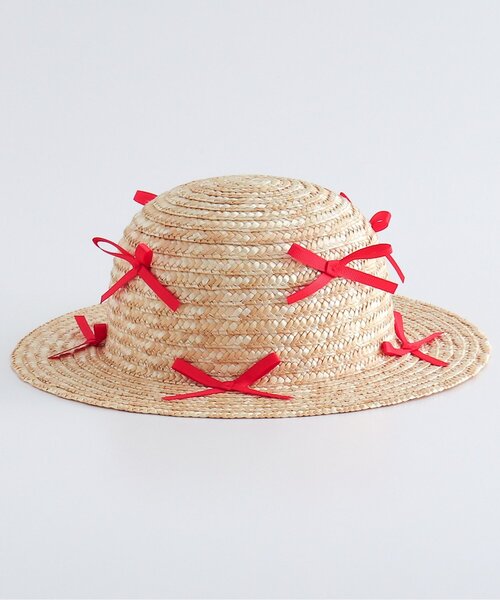 p.premier(ピードットプルミエ)の「たくさんリボンの麦わら帽子(ハット・キッズ・ブラック/レッド・48/50/52/54/56)」の3枚目の写真