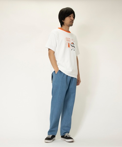 UNIVERSAL OVERALL(ユニバーサルオーバーオール)の「イージーパンツ / デニムパンツ / UNWIND PANTS(デニムパンツ・メンズ・ブラック/インディゴブルー・F)」の5枚目の写真