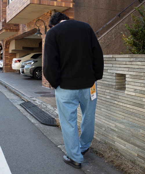 UNIVERSAL OVERALL(ユニバーサルオーバーオール)の「イージーパンツ / デニムパンツ / UNWIND PANTS(デニムパンツ・メンズ・ブラック/インディゴブルー・F)」の14枚目の写真