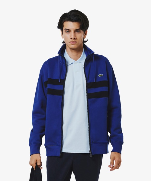 LACOSTE（ラコステ）の「アシンメトリーボーダーハイネック ドローストリング 鹿の子地 トラックジャケット（ジャージ・メンズ・ホワイト/ネイビー/ブラック/オフホワイト/ダークブルー・2/3/5/4）」の6枚目の写真