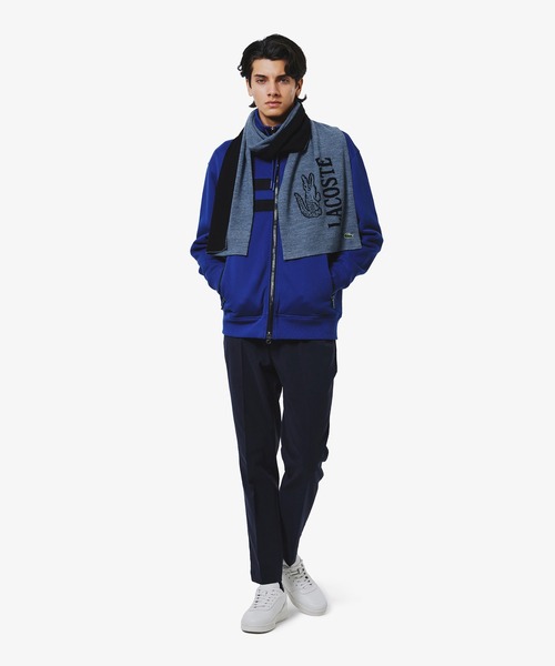 LACOSTE（ラコステ）の「アシンメトリーボーダーハイネック ドローストリング 鹿の子地 トラックジャケット（ジャージ・メンズ・ホワイト/ネイビー/ブラック/オフホワイト/ダークブルー・2/3/5/4）」の11枚目の写真