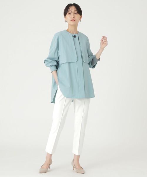 CAST:（キャストコロン）の「【オンでもオフでも活躍】ミドルライトアウター（ノーカラーコート・レディース・ブラック/ブルー系その他4/ベージュ・M）」の21枚目の写真