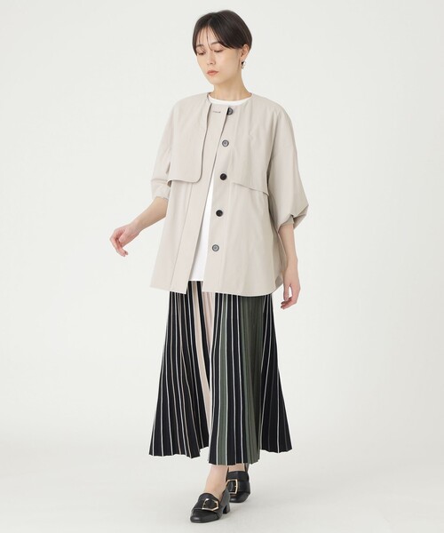 CAST:（キャストコロン）の「【オンでもオフでも活躍】ミドルライトアウター（ノーカラーコート・レディース・ブラック/ブルー系その他4/ベージュ・M）」の20枚目の写真