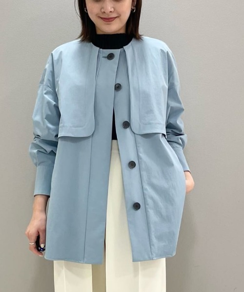CAST:（キャストコロン）の「【オンでもオフでも活躍】ミドルライトアウター（ノーカラーコート・レディース・ブラック/ブルー系その他4/ベージュ・M）」の3枚目の写真