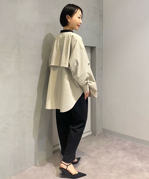 CAST:（キャストコロン）の「【オンでもオフでも活躍】ミドルライトアウター（ノーカラーコート・レディース・ブラック/ブルー系その他4/ベージュ・M）」の8枚目の写真