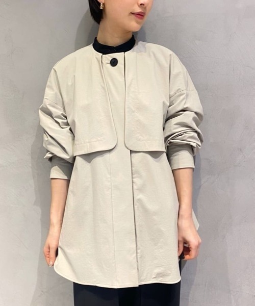 CAST:（キャストコロン）の「【オンでもオフでも活躍】ミドルライトアウター（ノーカラーコート・レディース・ブラック/ブルー系その他4/ベージュ・M）」の6枚目の写真