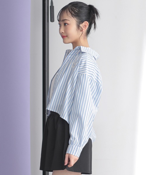 BISKEE（ビスキー）の「【セットアイテム】 ストライプシャツ×ロゴプリントカットソー(140cm~160cm)（シャツ/ブラウス・キッズ・ブラック/ブルー・160cm/150cm/140cm）」の10枚目の写真