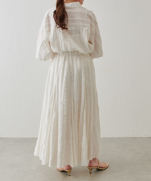 COLLAGE GALLARDAGALANTE（コラージュガリャルダガランテ）の「インドストライプジャガードシャツ/セットアップ可（シャツ/ブラウス・レディース・ホワイト/ブラック・FREE）」の10枚目の写真