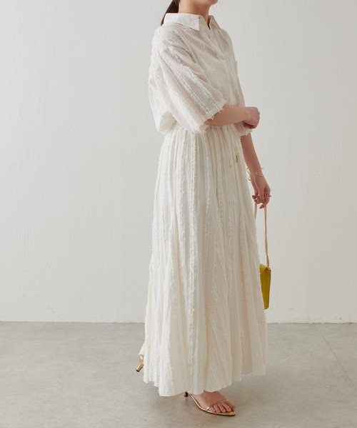 COLLAGE GALLARDAGALANTE（コラージュガリャルダガランテ）の「インドストライプジャガードシャツ/セットアップ可（シャツ/ブラウス・レディース・ホワイト/ブラック・FREE）」の11枚目の写真